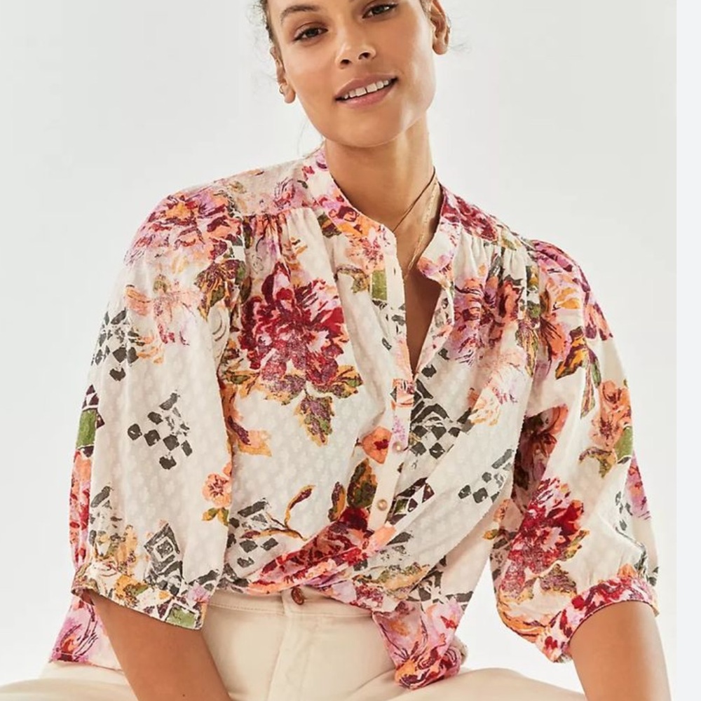 ANTHROPOLOGIE Pilcro Cropped Blouse